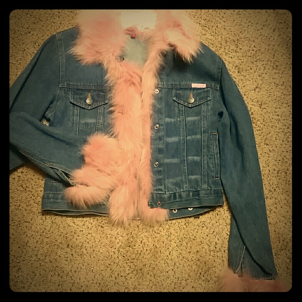 Gi and Jo Jean Jacket with Pink Fur